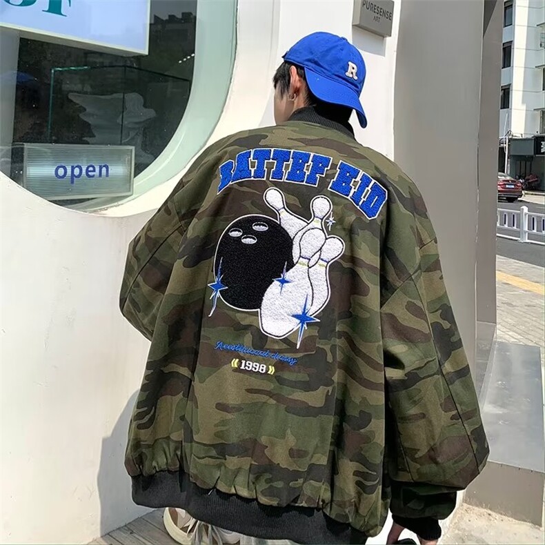男秋季外套潮牌街头纯迷彩毛巾绣外套J8801P68,男装夹克,星座1116-2