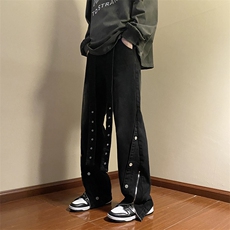潮流青春流行男简约夏季百搭ins牛仔裤潮长裤日系N04004-P55，男装牛仔裤，星座308B-1