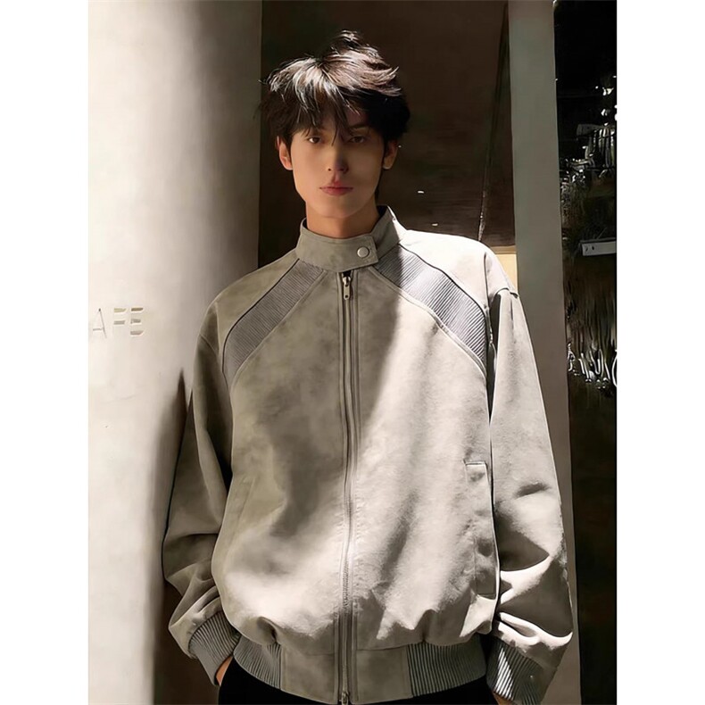 潮牌美式解构中性风做旧飞行服尽快男士短款春季PU皮外套P65,女装短外套,电商C306-1