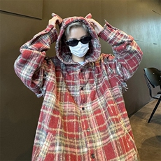 2024新款设计感连帽开衫夹克格子毛边设计感外套潮现货W8343-P55，男装夹克，星座512-4