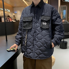 休闲翻领棉服男葫芦格口袋工装棉衣大码棉袄外套1508-P88，男装棉衣，星座910-5