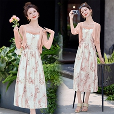 2025夏装新款时尚针织衫搭配吊带裙套装，女装套装/套裙，曼琳思菲