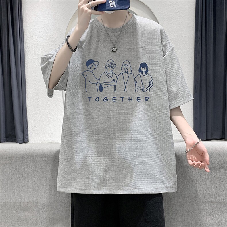 HT73191-P22 华夫格t恤男短袖男大码五分袖 大皂风图片