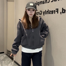 抖音得物高品质二开25秋冬美式重磅宽松结构设计连帽卫衣外套W78，男装卫衣，电商A486