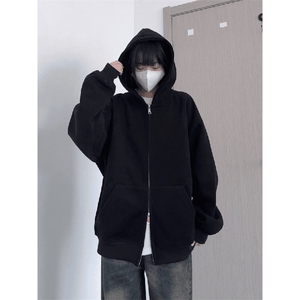 抖音得物品质二开26春装男女美式高街结构双拉链开衫卫衣外套图片