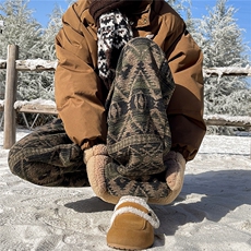 8XL-M羊羔绒裤子男冬季加绒加厚民族风重磅针织棉裤大码KZ023P78，男装民族服装，电商B312