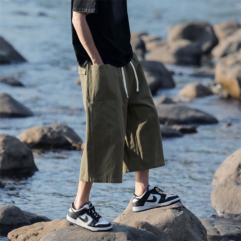 wassuphappy日系七分裤子男士夏季薄款潮牌工装休闲短裤宽松中裤,男装休闲裤,星座810(原QT5070)