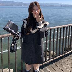 挂脖式娃娃领常规袖A字裙连衣裙气质韩版加厚海军领气质小个子，女装西装，浙宝210（原浙宝191）