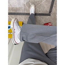黑色美式直筒卫裤男生ootd穿搭裤子青少年高腰提裆显瘦微喇休闲裤，男装西裤，星座908