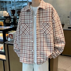 格子长袖衬衫男士韩版潮流休闲衬衣春秋ins潮牌宽松外套C2302，男装衬衫，星座1116A-1（原606A）