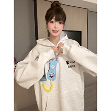 网图趣味可拆卸连帽卫衣情侣男女同款魔术贴装饰设计感外套，女装短外套，星座410-6（原星座1304-1）