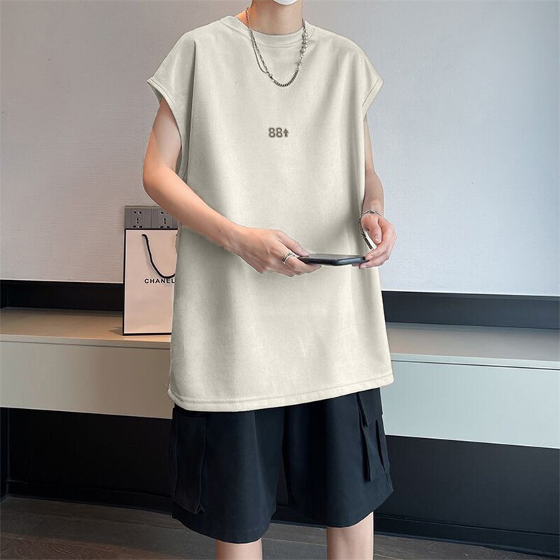 可设48小时发货支持抖音得物来样二开240克重磅美式麂皮绒背心t恤，男装背心/马甲，电商A486