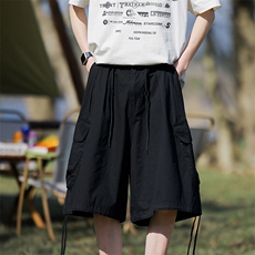 8XL-M机能风工装短裤特大码美式复古口袋抽绳阔腿五分裤DK1301P48，男装休闲裤，电商B238