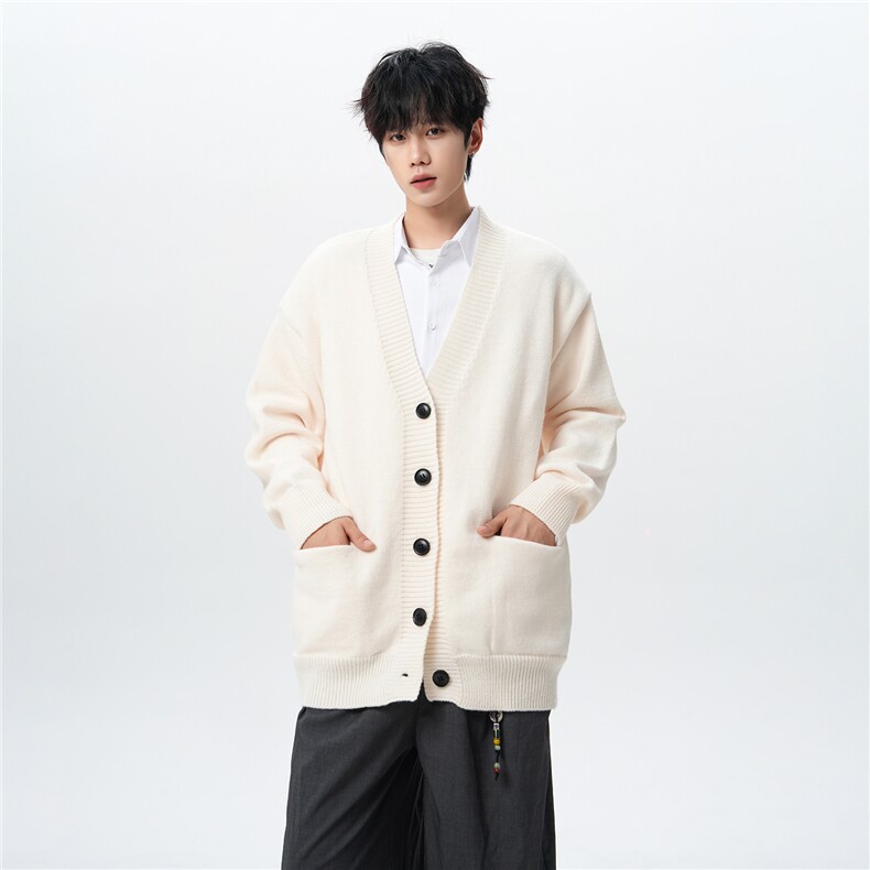8XL-M大码V领开衫毛衣外套男日系复古宽松慵懒风针织衫KS002p55,男装针织衫/毛衣,电商B312