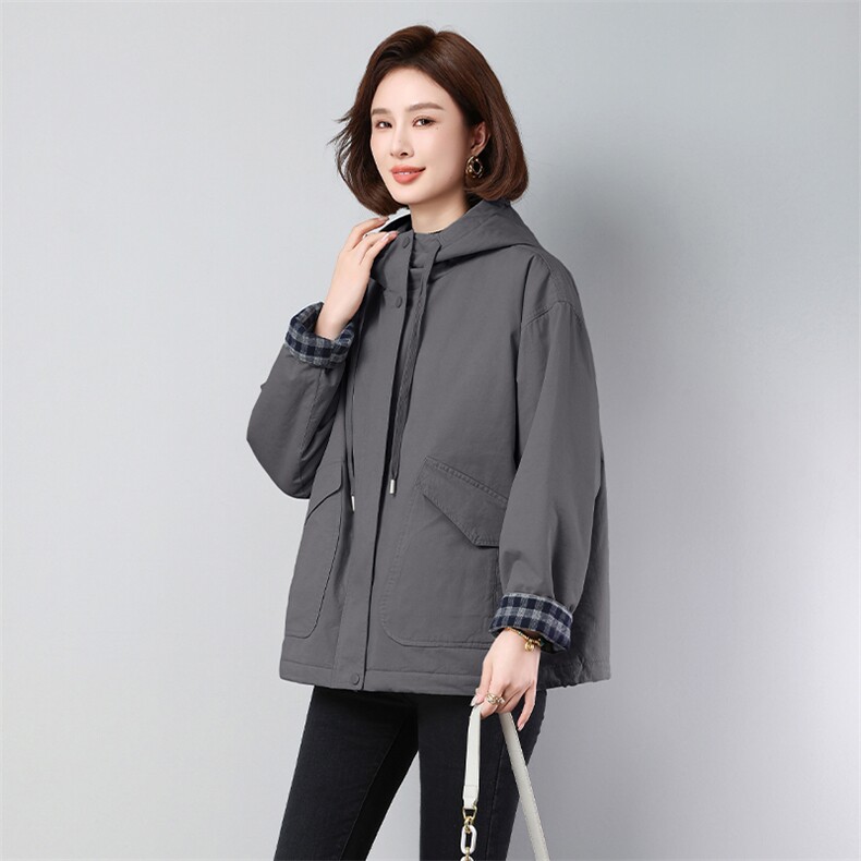2025冬季新款洗水棉加绒加厚款派克服保暖常规长袖纯色新款2589款,女装派克服,秋牧寒烟