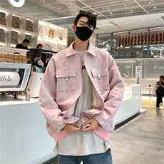 港风扎染牛仔工装大口袋夹克男80%聚酯纤维20%棉JK77078特P65控98，男装夹克，星座227-7