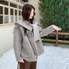 新款70羊毛短款大衣2C123-Z1008-P230-K345，女装毛呢外套，2C123