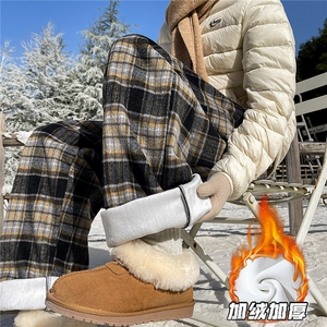 K99140JR-P50特 大码加绒加厚【一件过冬】格子裤休闲裤图片