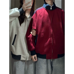 抖音得物高品质26春装美式高街重磅结构拼接织带立领卫衣外套CM42图片