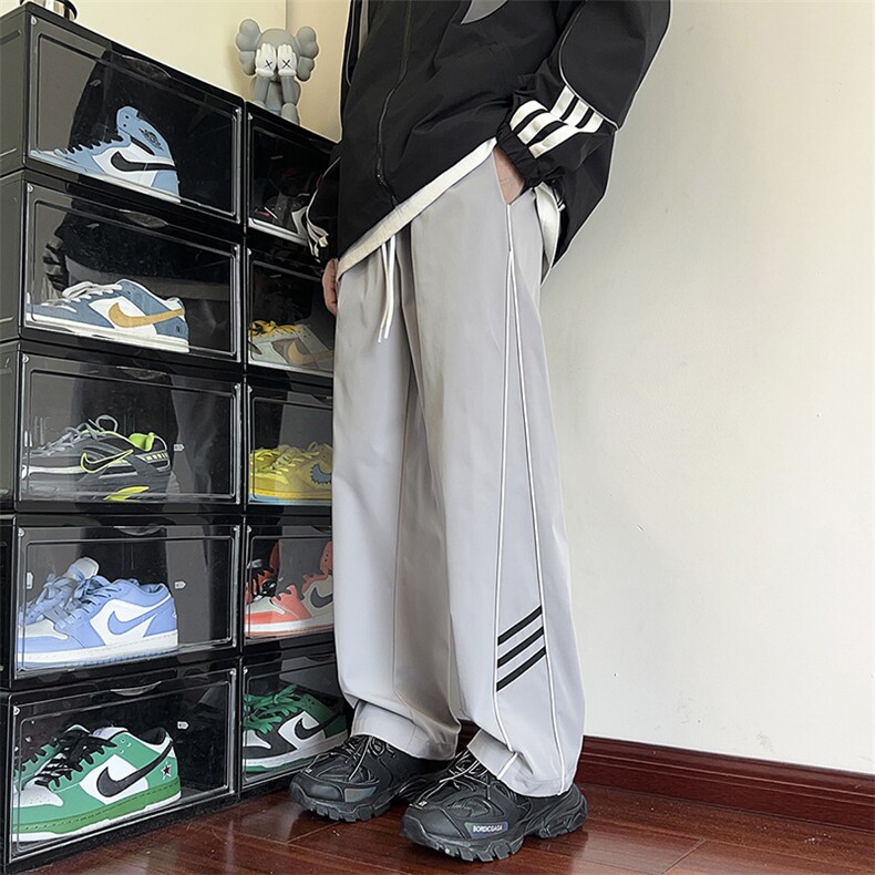 港风三条杠休闲裤宽松运动裤拖地裤束脚裤男KP861P45，男装休闲裤，星座1204-3