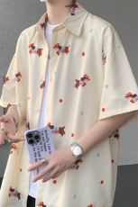 8XL-M腊肠狗花衬衫男短袖夏季冰丝薄款花衬衣寸衫外套DC28003P38，男装T恤，电商B312