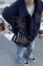 飞行员夹克棒球服重工刺绣设计感宽松外套JK7639特P72，男装夹克，星座908-1