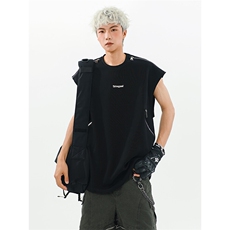405A美式高阶背心金属拉链设计坎肩T恤T2508-P45控68，男装T恤，星座405A