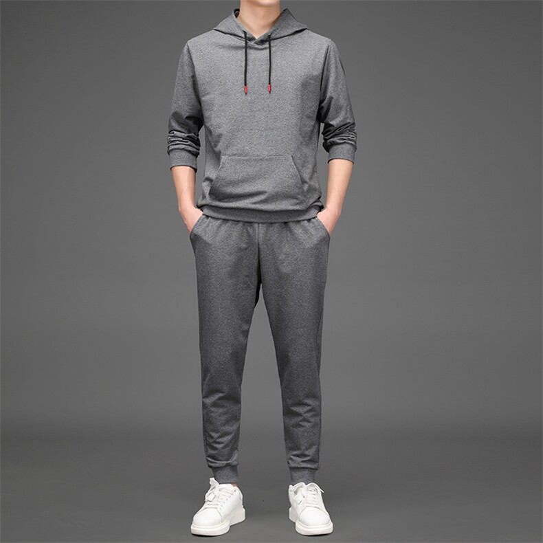 两件装春季套装中年男士连帽卫衣潮流时尚休闲裤子上衣两件套男装,男装休闲套装,电商B212（原钱塘6029）