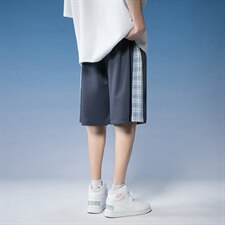 2021夏季拼接网眼冰丝5分6分运动短裤货号B416-DK24P25，男装休闲裤，电商A063