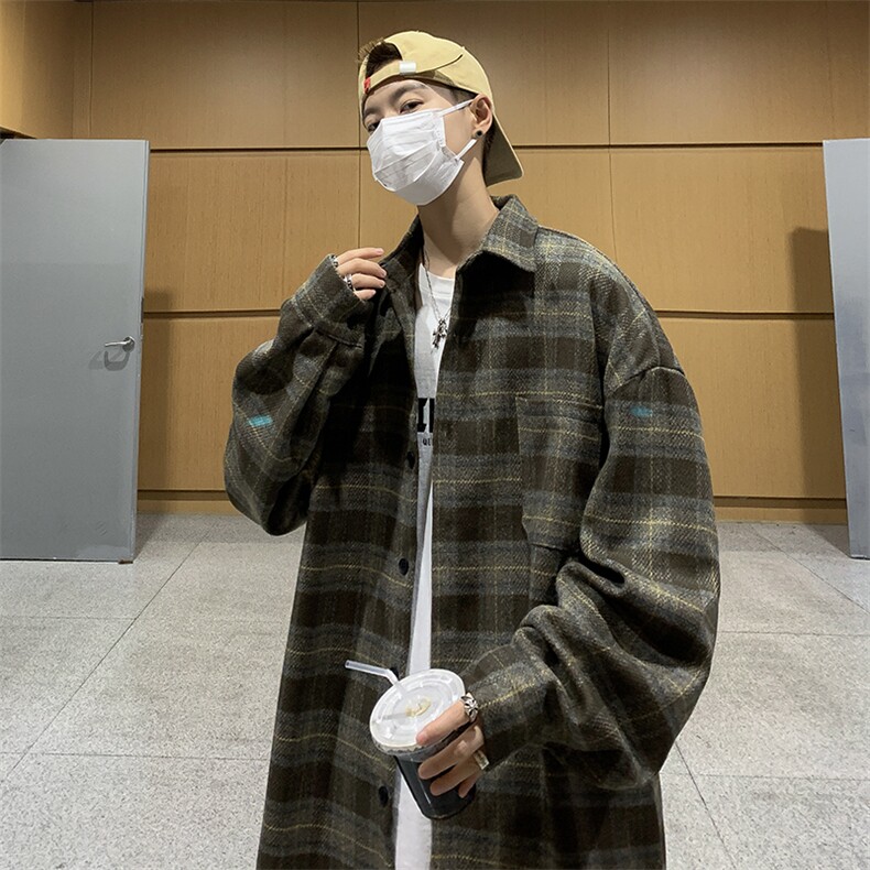 嘻哈格子衬衫男长袖韩版宽松潮流bf原宿风秋季外套CS01161-P63图片