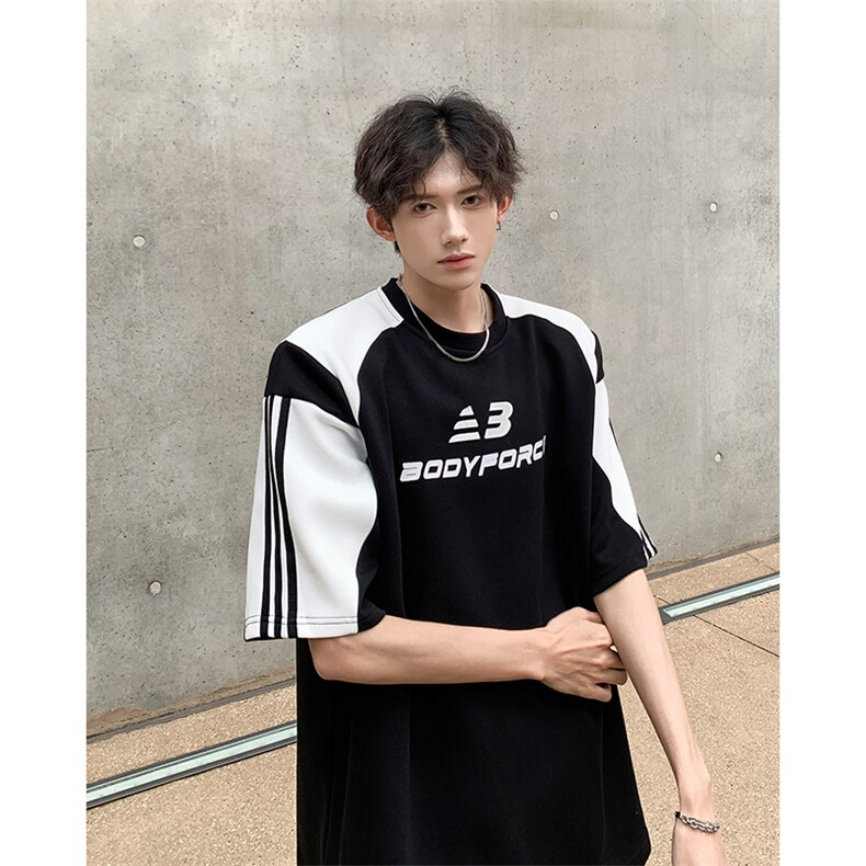 设计感拼色印花短袖T恤男夏季宽松休闲半袖潮流上衣T306-P45控68,男装T恤,星座310A-3
