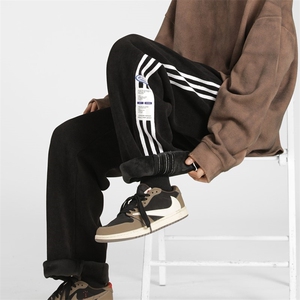 冬季欧棉绒加绒加厚条纹贴标休闲裤M~5XL XZ604-KG50-P65控78图片