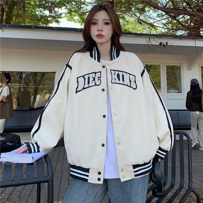 A112-P82 2025秋新款宽松百搭学生字母休闲外套棒球服潮图片