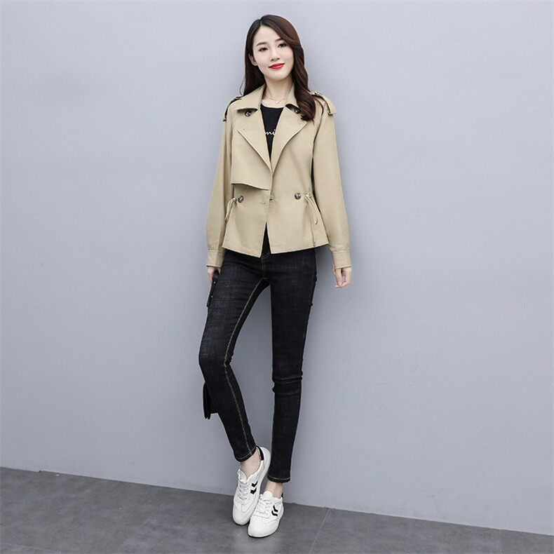 【现货】外套女2021春秋季卡其色韩版百搭小个子休闲宽松港风上衣,女装短外套,梦懿尔