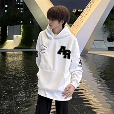 植绒字母刺绣连帽卫衣男秋冬情侣潮牌宽松休闲帽衫上衣WY1011P53，男装卫衣，星座1013-5