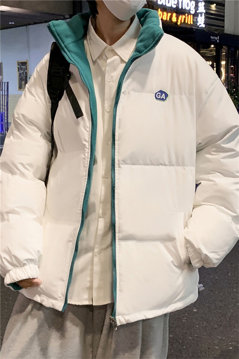 冬季加绒加厚立领服男潮牌ins宽松双面可穿休闲衣W2179-P75,男装棉衣,星座512-4