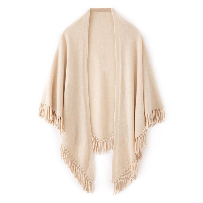 2025年秋季新款百搭女士大流苏三角巾披肩，披肩，顺禾羊绒