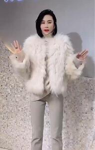 淑女气质珠珠款貉子毛编织皮草外套图片