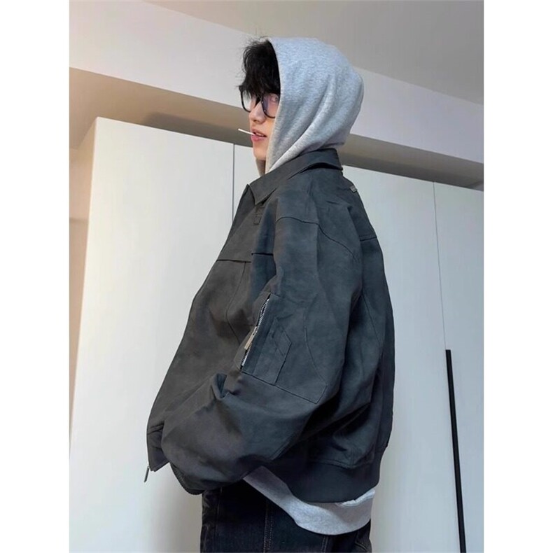 废土风机车皮衣夹克pu皮美拉德风外套PY8061特P80,男装夹克,星座908-1