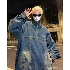 牛仔夹克男韩版潮流字母美式高街帅2023冬季新款ins外套W5303-P65，男装夹克，星座412-3