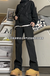 抖音品质大码隐形拉链高街加绒冲锋裤微喇XZ806-CK23063-P50控78图片