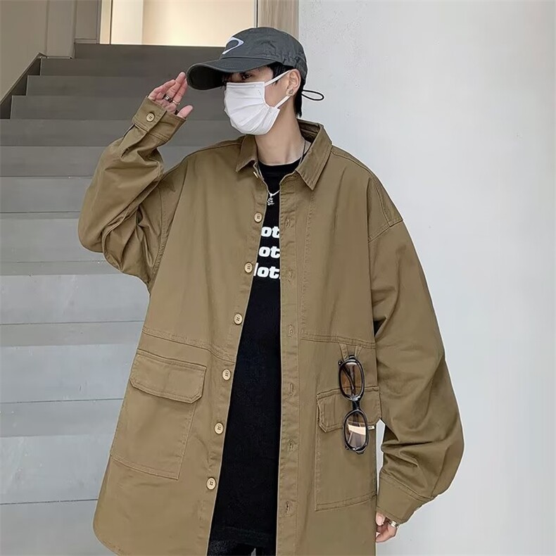 衬衫男韩版潮流长袖高街2023春夏季新款ins宽松百搭外套CY106-P43图片