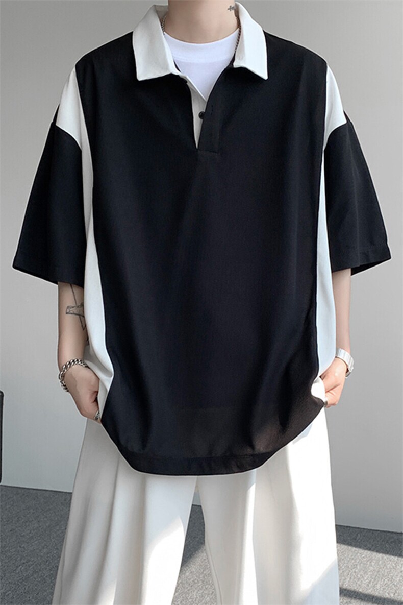 8XL-M拼接撞色短袖t恤男款夏季新款半袖POLO衫加肥加大码DT004P38,男装T恤,电商B312