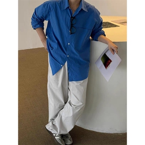 亚麻薄款长袖衬衫男夏季韩版宽松休闲防晒衬衣外套C033-P45图片