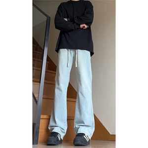 大货~ 美式高街vibe修身微喇抽绳松紧腰牛仔裤男K551-特P42 控68图片