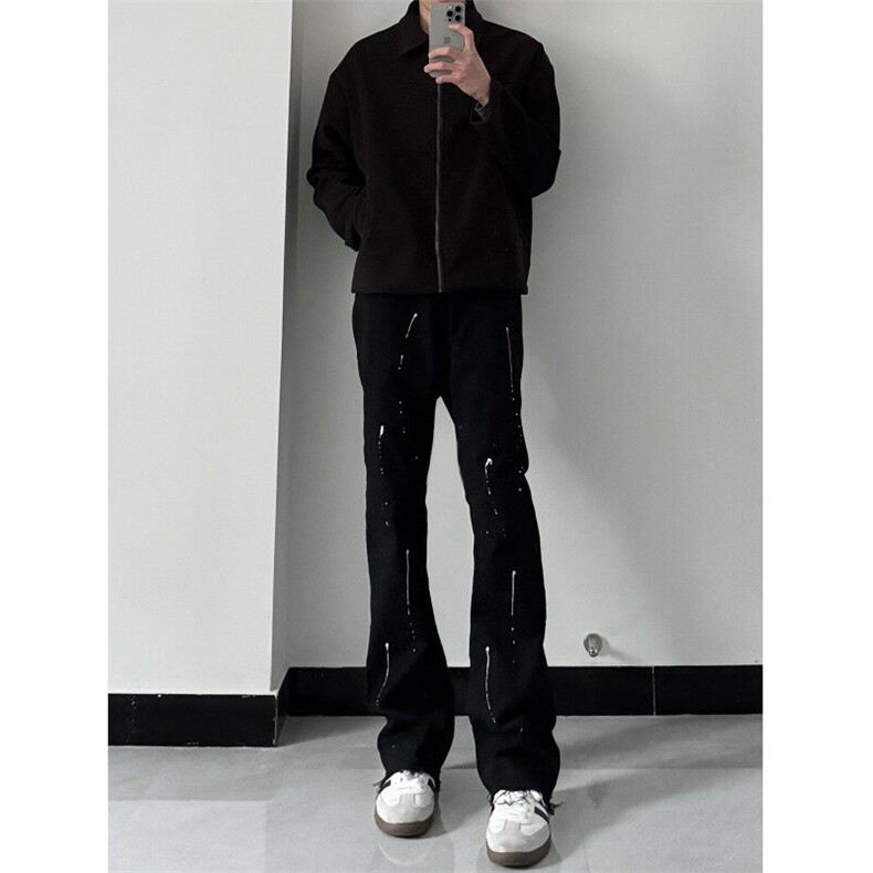 高街美式复古漆点泼墨牛仔裤嘻哈痞帅310A-4-NZ03JG,男装牛仔裤,星座310A-4
