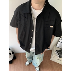袖衬衫男生短袖港风夏季半袖衬衣薄款ins潮流C40-P46，男装衬衫，星座308B-2