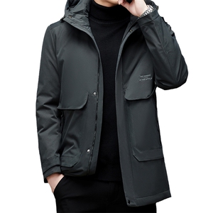 羽绒服男装中长款2023年冬新款连帽休闲百搭外套SNNYR873302-P300图片