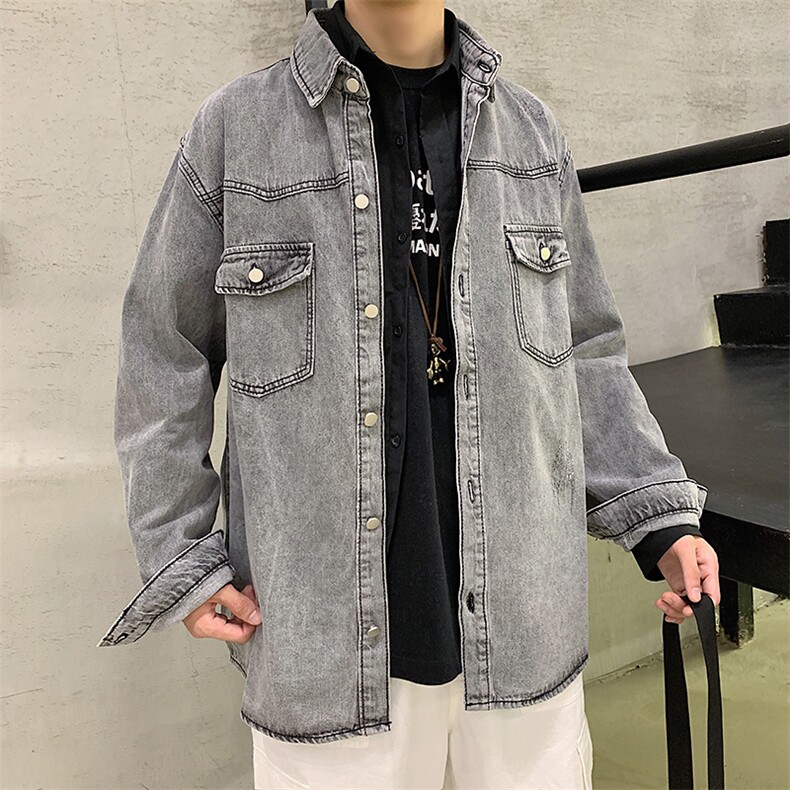 春季牛仔夹克男潮流韩版外套港风潮牌宽松休闲上衣8199-P75,男装夹克,电商A318