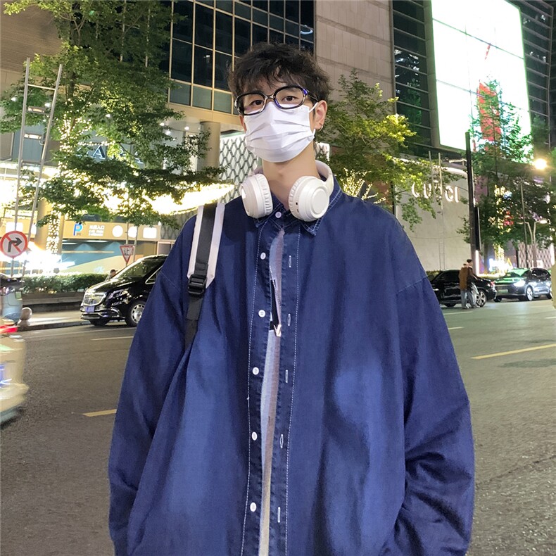 港风夜景秋款水洗牛仔衬衫A247-S100 P45控68图片